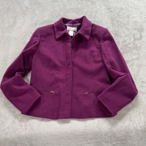 Vintage Y2K Casual Corner Wool Blend Jacket 10 Purple Cropped Blazer Layering